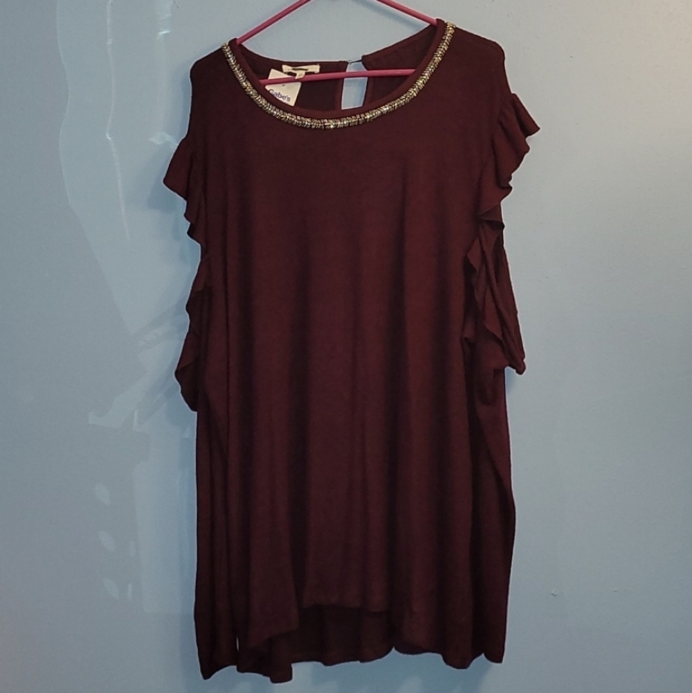 NWOT Maurices dark purple open shoulder sweater dress